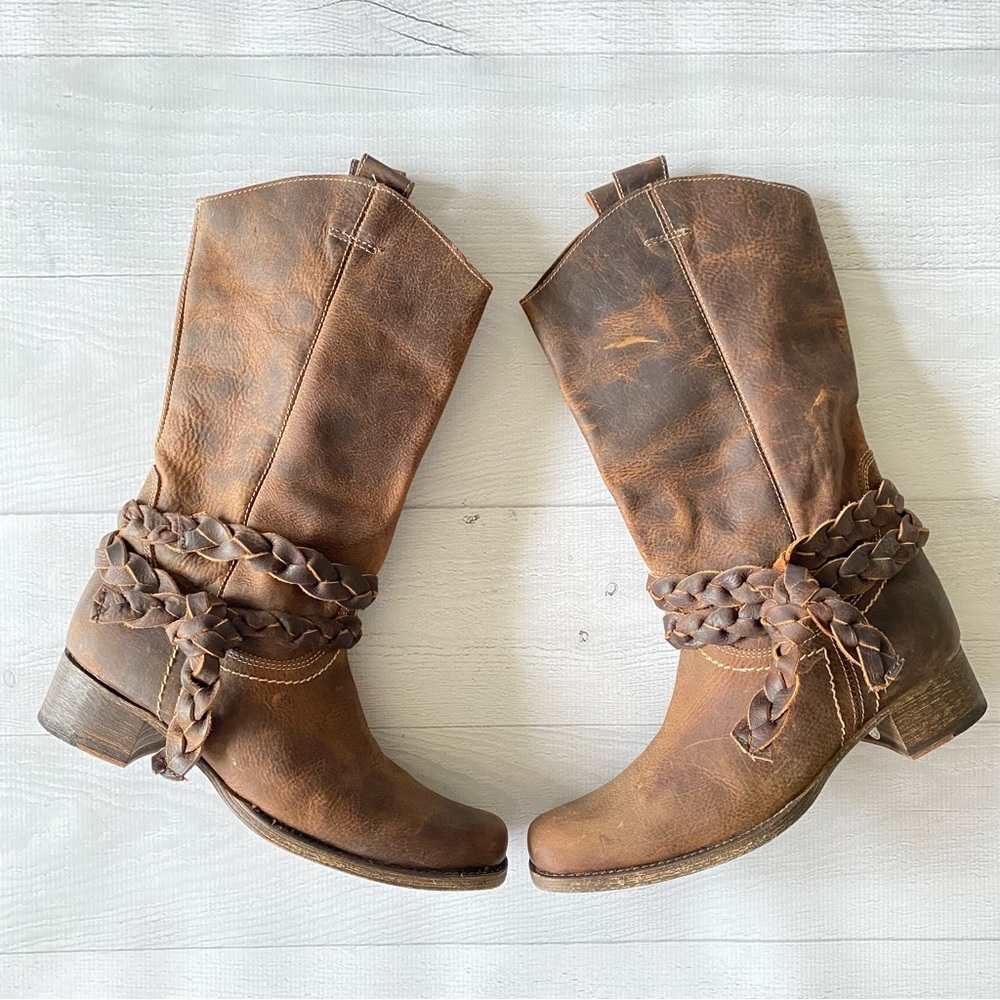 Bed Stu Sapphire Braided Western Boots Sz 8